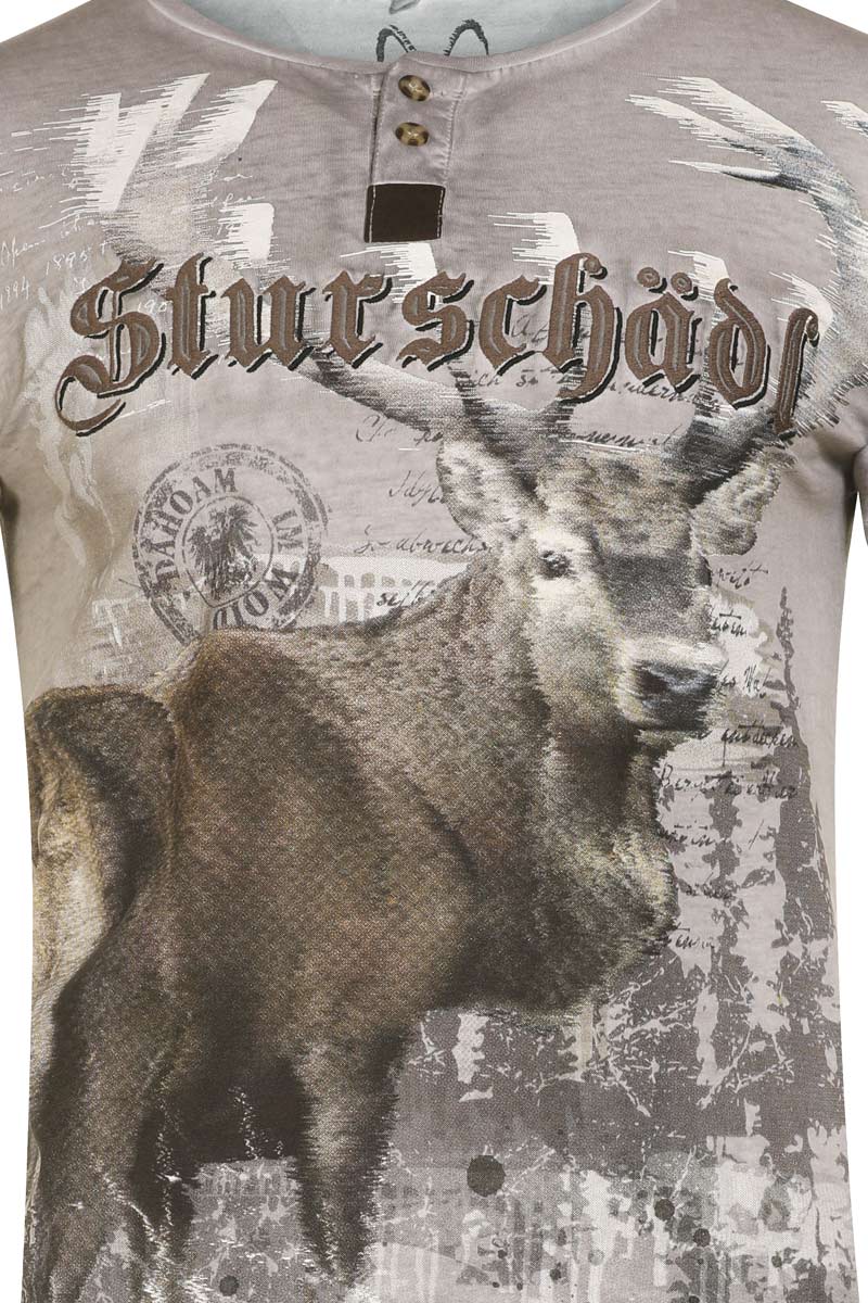 GRAU, MarJo Herren Herren Trachten T-Shirt Stursch/ädl grau