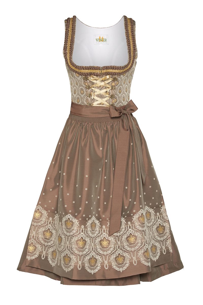 Midi Dirndl 65cm braun-gold Witta 132721